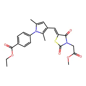 ethyl 4-(3-{(E)-[3-(2-methoxy-2-oxoethyl)-2,4-dioxo-1,3-thiazolidin-5-ylidene]methyl}-2,5-dimethyl-1H-pyrrol-1-yl)benzoate structure