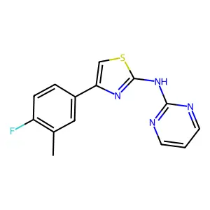 4-(4-fluoro-3-methylphenyl)-N-pyrimidin-2-yl-1,3-thiazol-2-amine structure