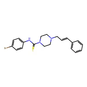 N-(4-bromophenyl)-4-[(E)-3-phenylprop-2-enyl]piperazine-1-carbothioamide structure