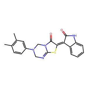 (7Z)-3-(3,4-dimethylphenyl)-7-(2-oxo-1H-indol-3-ylidene)-2,4-dihydro-[1,3]thiazolo[3,2-a][1,3,5]triazin-6-one structure