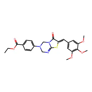 ethyl 4-[(7Z)-6-oxo-7-(3,4,5-trimethoxybenzylidene)-6,7-dihydro-2H-[1,3]thiazolo[3,2-a][1,3,5]triazin-3(4H)-yl]benzoate structure