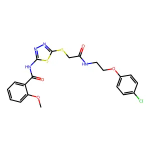 N-[5-[2-[2-(4-chlorophenoxy)ethylamino]-2-oxoethyl]sulfanyl-1,3,4-thiadiazol-2-yl]-2-methoxybenzamide structure