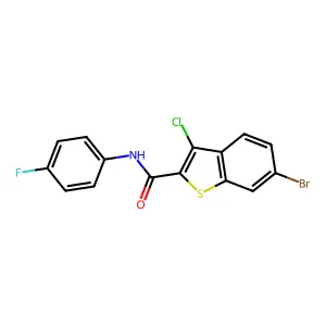 6-bromo-3-chloro-N-(4-fluorophenyl)-1-benzothiophene-2-carboxamide structure