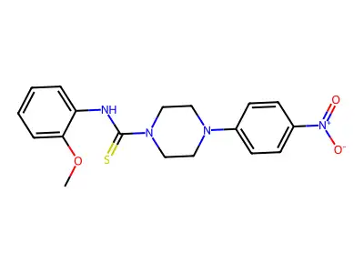 N-(2-methoxyphenyl)-4-(4-nitrophenyl)piperazine-1-carbothioamide structure