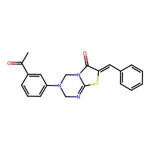 (7Z)-3-(3-acetylphenyl)-7-benzylidene-2,4-dihydro-[1,3]thiazolo[3,2-a][1,3,5]triazin-6-one structure