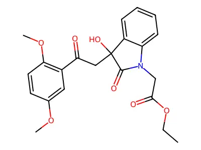 ethyl {3-[2-(2,5-dimethoxyphenyl)-2-oxoethyl]-3-hydroxy-2-oxo-2,3-dihydro-1H-indol-1-yl}acetate structure