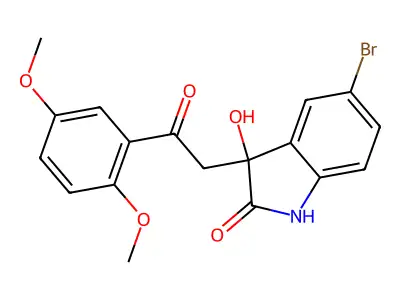 5-bromo-3-[2-(2,5-dimethoxyphenyl)-2-oxoethyl]-3-hydroxy-1H-indol-2-one structure