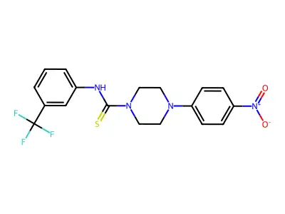 4-(4-nitrophenyl)-N-[3-(trifluoromethyl)phenyl]piperazine-1-carbothioamide structure