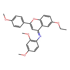 N-(2,4-dimethoxyphenyl)-6-ethoxy-2-(4-methoxyphenyl)chromen-4-imine structure