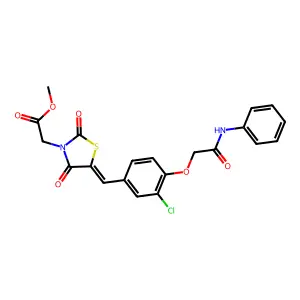methyl [(5E)-5-{3-chloro-4-[2-oxo-2-(phenylamino)ethoxy]benzylidene}-2,4-dioxo-1,3-thiazolidin-3-yl]acetate structure