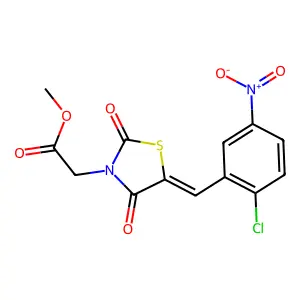methyl [(5E)-5-(2-chloro-5-nitrobenzylidene)-2,4-dioxo-1,3-thiazolidin-3-yl]acetate structure