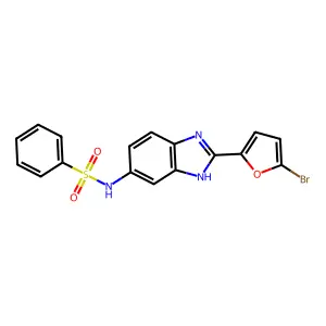 N-[2-(5-bromofuran-2-yl)-3H-benzimidazol-5-yl]benzenesulfonamide structure