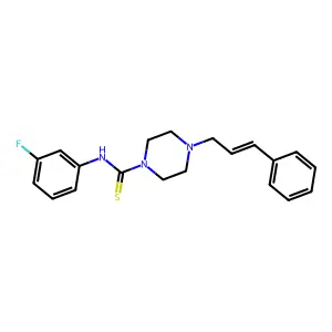 N-(3-fluorophenyl)-4-[(E)-3-phenylprop-2-enyl]piperazine-1-carbothioamide structure