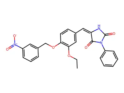 (5E)-5-{3-ethoxy-4-[(3-nitrobenzyl)oxy]benzylidene}-3-phenylimidazolidine-2,4-dione structure
