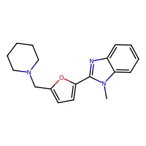 1-Methyl-2-[5-(piperidin-1-ylmethyl)furan-2-yl]benzimidazole structure