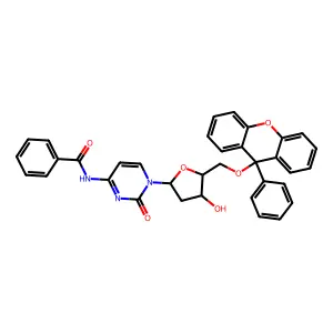 Cytidine, N-benzoyl-2'-deoxy-5'-O-(9-phenyl-9H-xanthen-9-yl)- structure