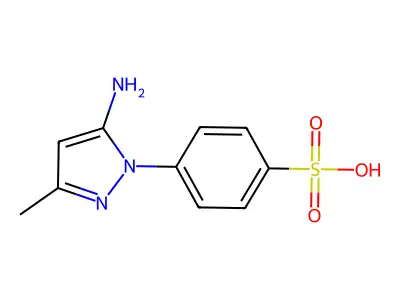 4-(5-amino-3-methyl-1H-pyrazol-1-yl)benzenesulfonic acid structure