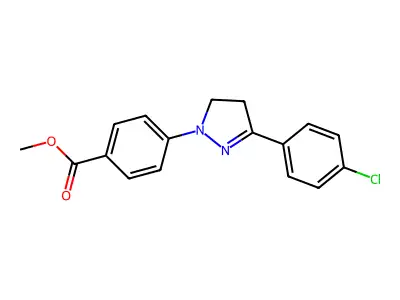 Benzoic acid, 4-(3-(4-chlorophenyl)-4,5-dihydro-1H-pyrazol-1-yl)-, methyl ester structure