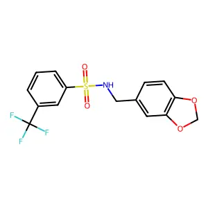N-(1,3-benzodioxol-5-ylmethyl)-3-(trifluoromethyl)benzenesulfonamide structure