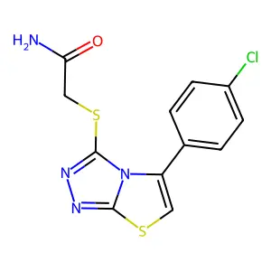 2-((5-(4-Chlorophenyl)thiazolo[2,3-c][1,2,4]triazol-3-yl)thio)acetamide structure