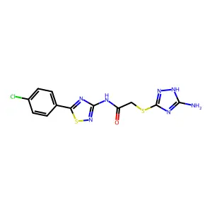 2-[(5-amino-1H-1,2,4-triazol-3-yl)sulfanyl]-N-[5-(4-chlorophenyl)-1,2,4-thiadiazol-3-yl]acetamide structure