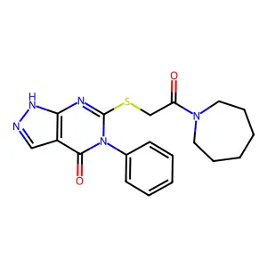 6-{[2-(azepan-1-yl)-2-oxoethyl]sulfanyl}-5-phenyl-1H,4H,5H-pyrazolo[3,4-d]pyrimidin-4-one structure