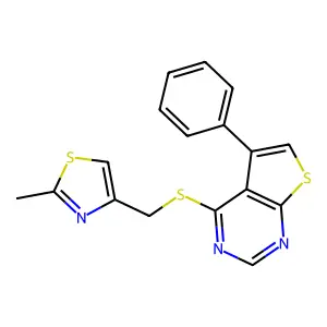 4-[(2-Methyl-1,3-thiazol-4-yl)methylsulfanyl]-5-phenylthieno[2,3-d]pyrimidine structure