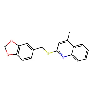 2-((Benzo[d][1,3]dioxol-5-ylmethyl)thio)-4-methylquinoline structure