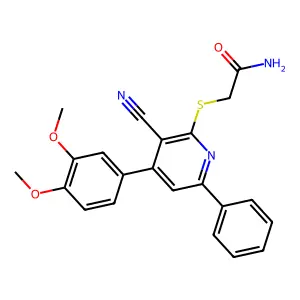 2-[3-Cyano-4-(3,4-dimethoxyphenyl)-6-phenylpyridin-2-yl]sulfanylacetamide structure