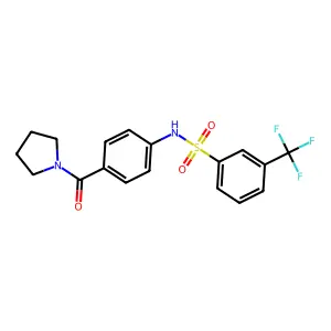 N-(4-(pyrrolidine-1-carbonyl)phenyl)-3-(trifluoromethyl)benzenesulfonamide structure