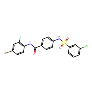 N-(4-bromo-2-fluorophenyl)-4-[(3-chlorophenyl)sulfonylamino]benzamide structure