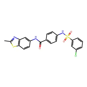 4-[(3-chlorophenyl)sulfonylamino]-N-(2-methyl-1,3-benzothiazol-5-yl)benzamide structure