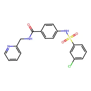 4-[(3-chlorophenyl)sulfonylamino]-N-(pyridin-2-ylmethyl)benzamide structure