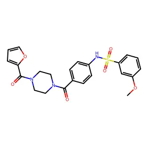 N-(4-{[4-(2-furoyl)-1-piperazinyl]carbonyl}phenyl)-3-methoxybenzenesulfonamide structure