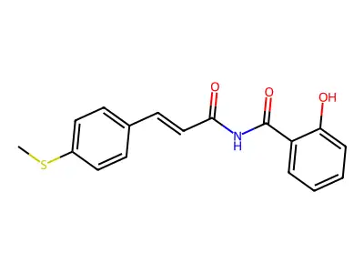 2-hydroxy-N-[(E)-3-(4-methylsulfanylphenyl)prop-2-enoyl]benzamide structure