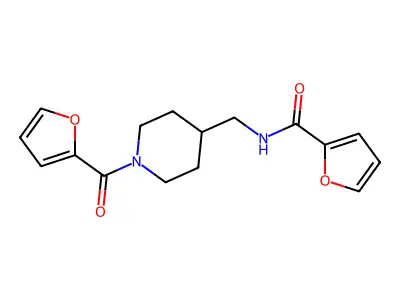 N-[[1-(furan-2-carbonyl)piperidin-4-yl]methyl]furan-2-carboxamide structure