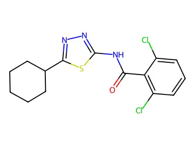 2,6-dichloro-N-(5-cyclohexyl-1,3,4-thiadiazol-2-yl)benzamide structure