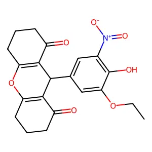 9-(3-ethoxy-4-hydroxy-5-nitrophenyl)-3,4,5,6,7,9-hexahydro-1H-xanthene-1,8(2H)-dione structure