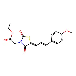 ethyl {(5E)-5-[(2E)-3-(4-methoxyphenyl)prop-2-en-1-ylidene]-2,4-dioxo-1,3-thiazolidin-3-yl}acetate structure