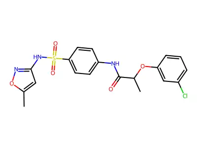 2-(3-chlorophenoxy)-N-[4-[(5-methyl-1,2-oxazol-3-yl)sulfamoyl]phenyl]propanamide structure