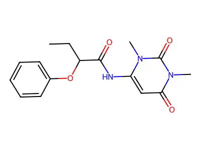 N-(1,3-dimethyl-2,6-dioxopyrimidin-4-yl)-2-phenoxybutanamide structure