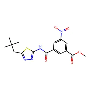 methyl 3-((5-neopentyl-1,3,4-thiadiazol-2-yl)carbamoyl)-5-nitrobenzoate structure