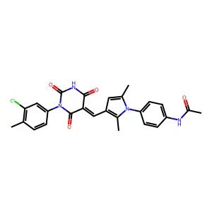 N-[4-(3-{(Z)-[1-(3-chloro-4-methylphenyl)-2,4,6-trioxotetrahydropyrimidin-5(2H)-ylidene]methyl}-2,5-dimethyl-1H-pyrrol-1-yl)phenyl]acetamide structure
