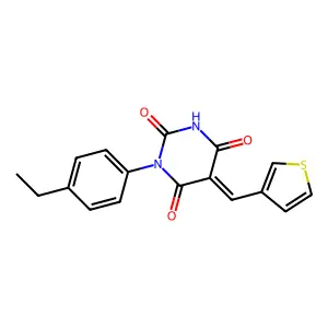 (5Z)-1-(4-ethylphenyl)-5-(thiophen-3-ylmethylidene)-1,3-diazinane-2,4,6-trione structure