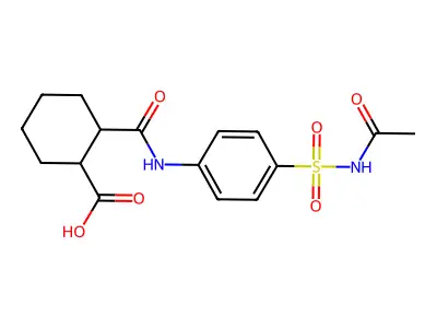 2-({4-[(Acetylamino)sulfonyl]anilino}carbonyl)cyclohexanecarboxylic acid structure