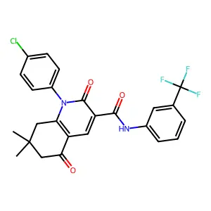 1-(4-chlorophenyl)-7,7-dimethyl-2,5-dioxo-N-[3-(trifluoromethyl)phenyl]-1,2,5,6,7,8-hexahydroquinoline-3-carboxamide structure