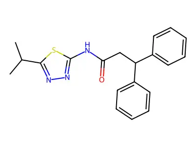 3,3-diphenyl-N-(5-propan-2-yl-1,3,4-thiadiazol-2-yl)propanamide structure