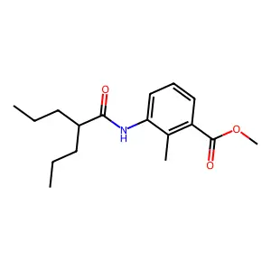 Methyl 2-methyl-3-[(2-propylpentanoyl)amino]benzoate structure