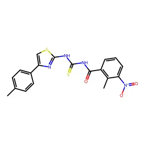 2-methyl-N-[[4-(4-methylphenyl)-1,3-thiazol-2-yl]carbamothioyl]-3-nitrobenzamide structure