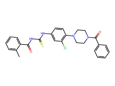 N-[[4-(4-benzoylpiperazin-1-yl)-3-chlorophenyl]carbamothioyl]-2-methylbenzamide structure